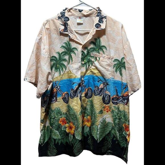 Rima Beachwear Mens Hawaiian Motorcycle Prima Aloha Aruba Shirt Size XL‎ - Picture 1 of 5
